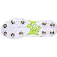 Kookaburra Pro 2.0 Spike Cricket Shoes | 10 Replaceable Metal Spikes | Breathable Mesh Upper | Lightweight EVA Midsole | White/Lime - Best Price online Prokicksports.com
