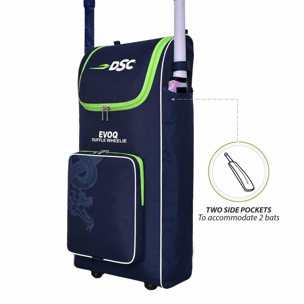 DSC EVOQ Duffle Cricket Kit Bag with Wheelie – Navy/F Yellow, Premium Wheelie Duffle Cricket Gear Bag with Large Capacity & Durable Fabric - Best Price online Prokicksports.com