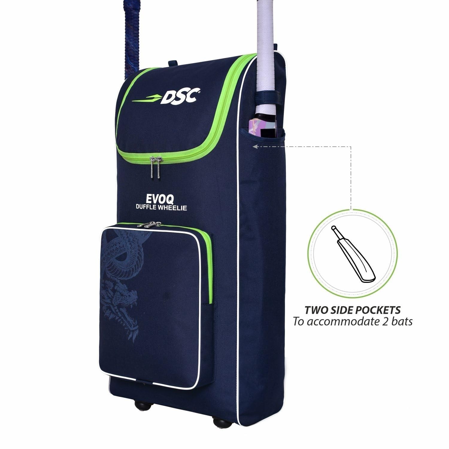 DSC EVOQ Duffle Cricket Kit Bag with Wheelie – Navy/F Yellow, Premium Wheelie Duffle Cricket Gear Bag with Large Capacity & Durable Fabric - Best Price online Prokicksports.com