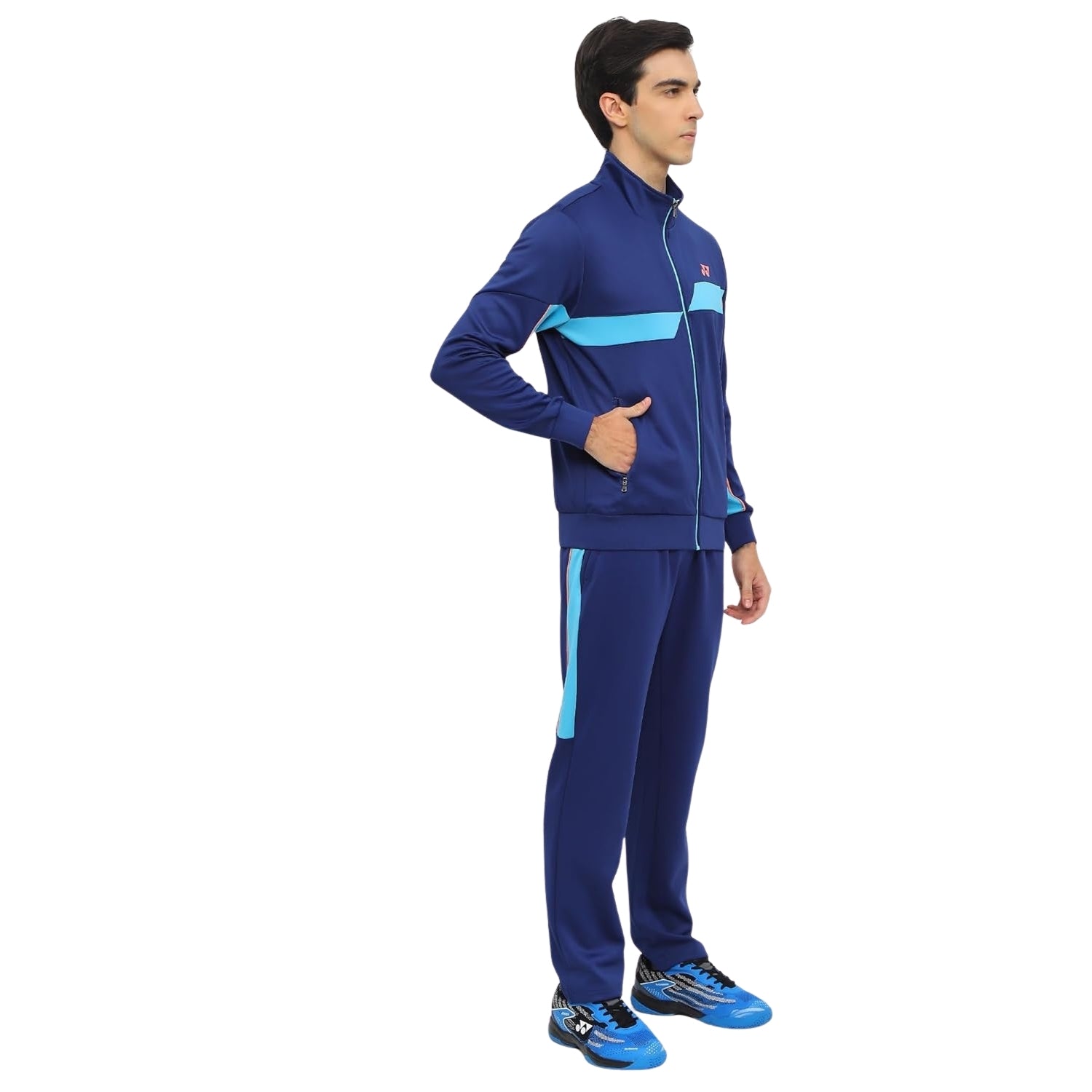 YONEX フード付きジャージ 青 Yonex 3118 Men's Track Suit – Polyester Knit Warm-Up Jacket with