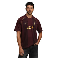 PUMA x RCB Striper Polo II Polo T-Shirt for Men | Classic Collar with Button Placket, Knitted Fabric & Official RCB Branding - Best Price online Prokicksports.com