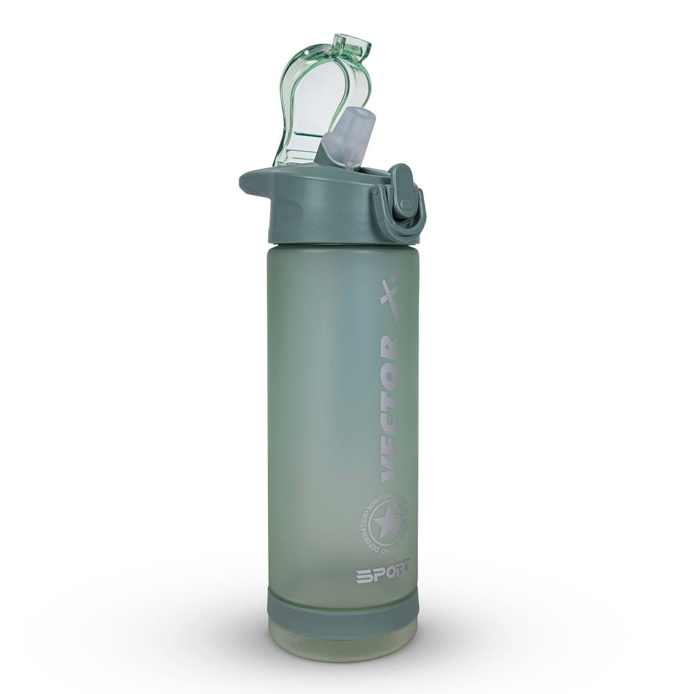 Vector X 600ML Plastic Sports Water Bottle | Leak-Proof Flip Top Cap | Non-Toxic BPA Free | Hydration Bottle with Easy Carry Handle & Volume Markings - Best Price online Prokicksports.com