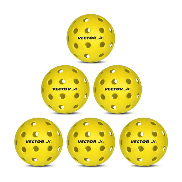 Vector X Outdoor-40 Hole Pickleball Ball, Pack of 6