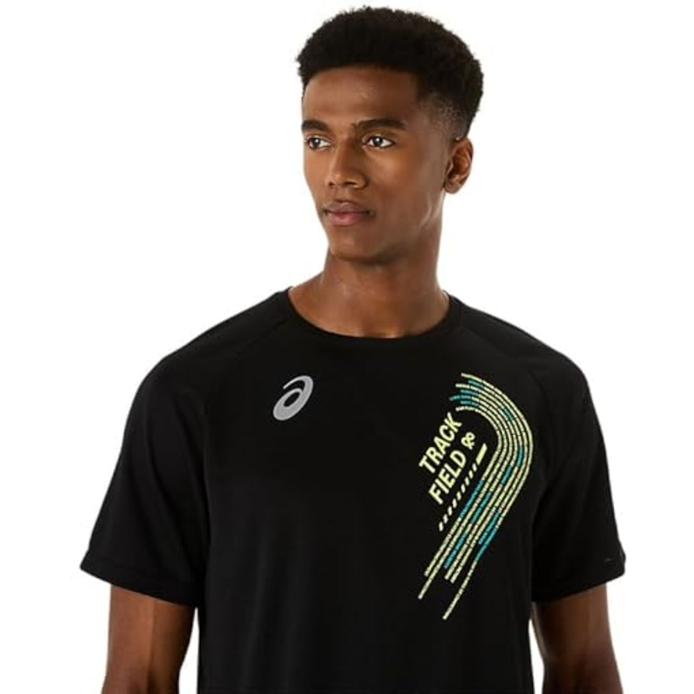 ASICS Track Graphic Short Sleeve Top & Armsleeves for Men | Breathable Training Tee with Arm Support - Best Price online Prokicksports.com