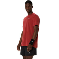ASICS Court SS Top Men T-Shirt Roundneck – Burnt Red | Breathable Sportswear Tee for Training & Casual Wear - Best Price online Prokicksports.com