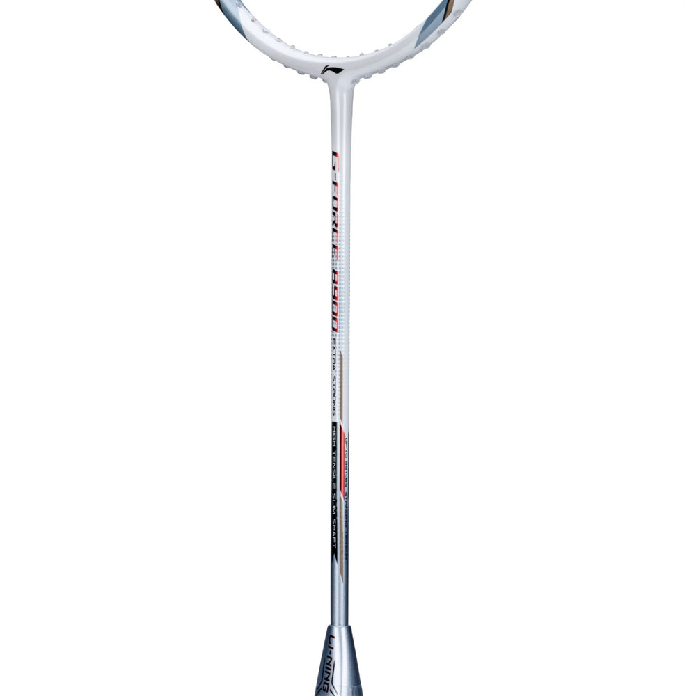 Li-Ning G-Force 8900 Extra Strong Strung Badminton Racquet (3U G6) | Head-Heavy Carbon Graphite Frame with 35 lbs Tension for Power Play (White/Silver) - Best Price online Prokicksports.com