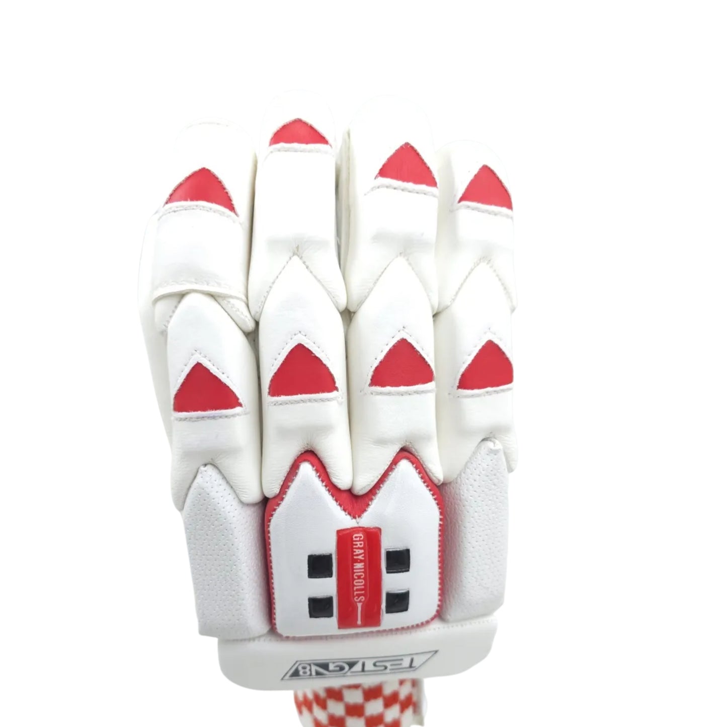 Gray Nicolls GN8 Test Right Hand Batting Gloves – Men’s (White/Red) | Pro-Level Protection with Fibre Shield & Premium Leather Palm - Best Price online Prokicksports.com