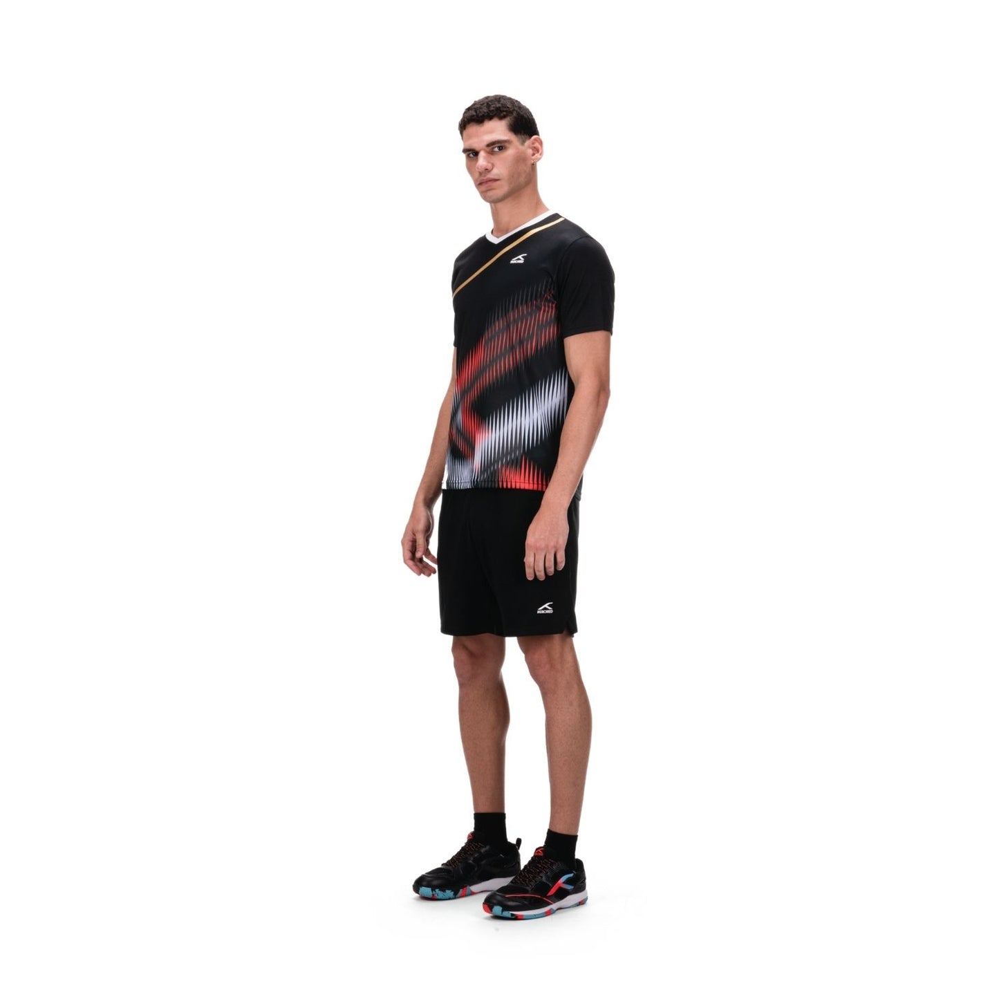 Hundred HBTS-5M266 V-Neck Badminton T-Shirt – Men Quick Dry Lightweight Sports Tee for Badminton, Training & Fitness - Best Price online Prokicksports.com