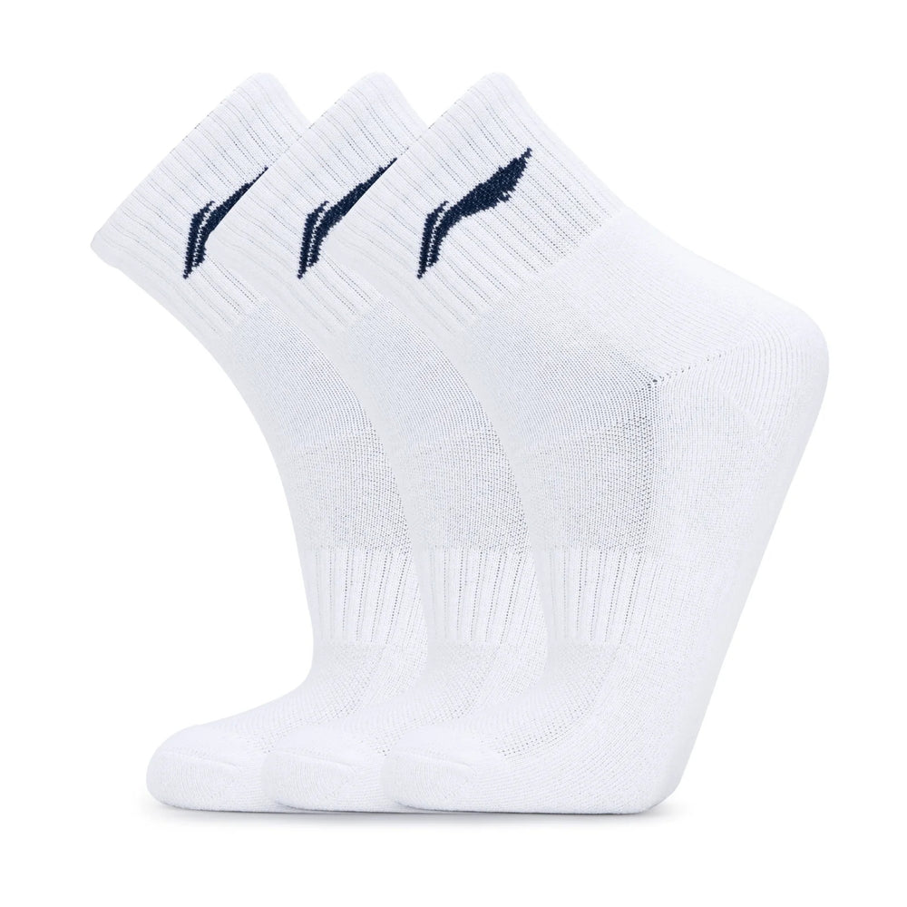 Li-Ning AWLS179-T Cotton Men’s Quarter Socks (Pack of 3) | Cushioned Sports Socks with Arch Support & Breathable Comfort - Best Price online Prokicksports.com