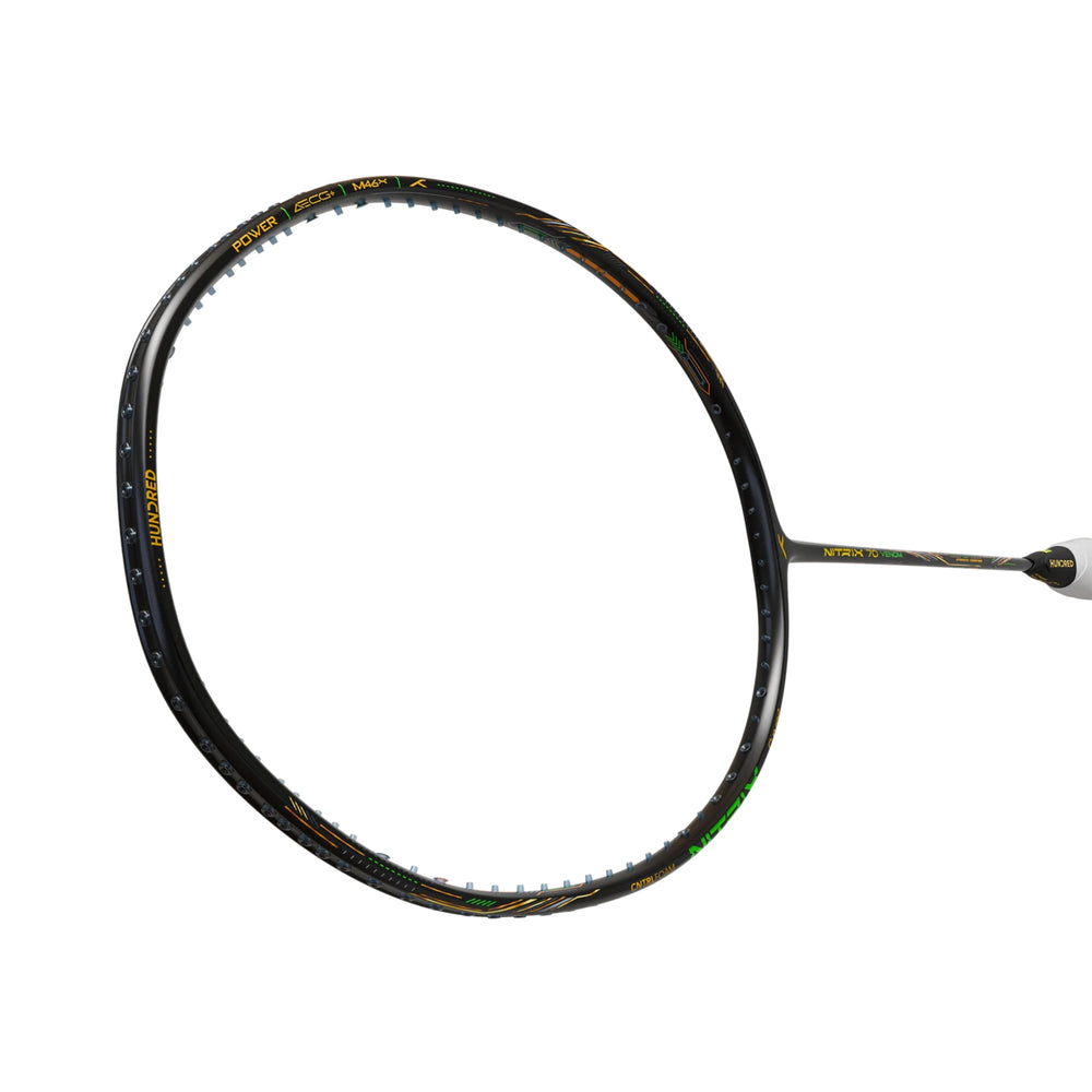 Hundred Nitrix 70 Venom Unstrung Badminton Racquet – Black/Green (4U) | Pro-Level Head-Heavy Power with M46X Carbon & Vaporshaft 6.1 mm - Best Price online Prokicksports.com