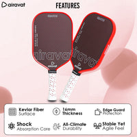 Airavat Kratos 7413 Pickleball Paddle | Power-Oriented Design | Carbon Fiber Face | Polymer Core | USAPA Approved | Lightweight | Bold Red Finish - Best Price online Prokicksports.com