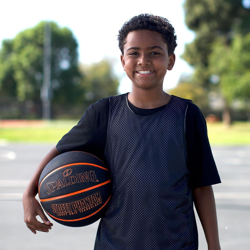 Spalding Street Phantom Outdoor Basketball – Size 7, Soft Grip Rubber, Deep Channel Street Ball for Concrete & Asphalt Courts - Best Price online Prokicksports.com