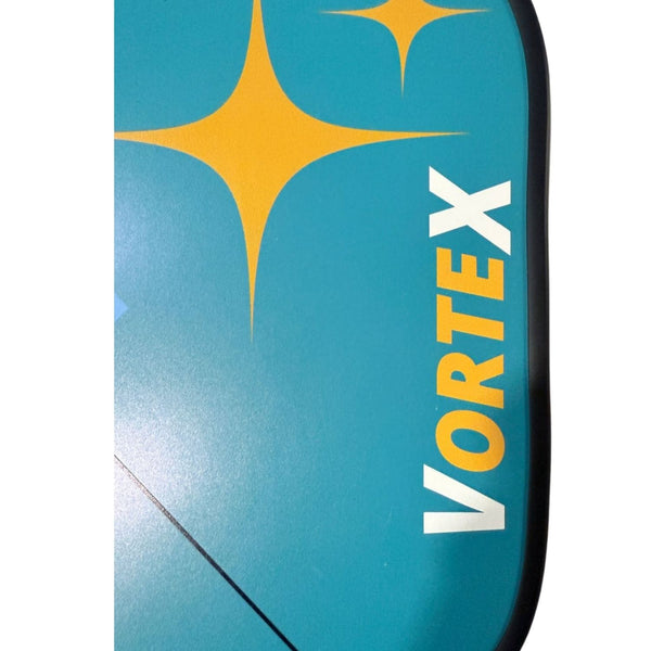 Prokick Vortex Pickle Ball Racquet – High-Performance Paddle with Carbon Fiber Face | Power & Control Design | Dark Cyan/Yellow Stripes | Lightweight Pro Pickleball Gear