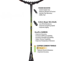 Apacs Honor Pro Unstrung Badminton Racquet (Grey, 4U G1, 84g) features head-heavy balance, 38lbs tension, and Compact Power Quad Voltaic frame for pro smashes. - Best Price online Prokicksports.com