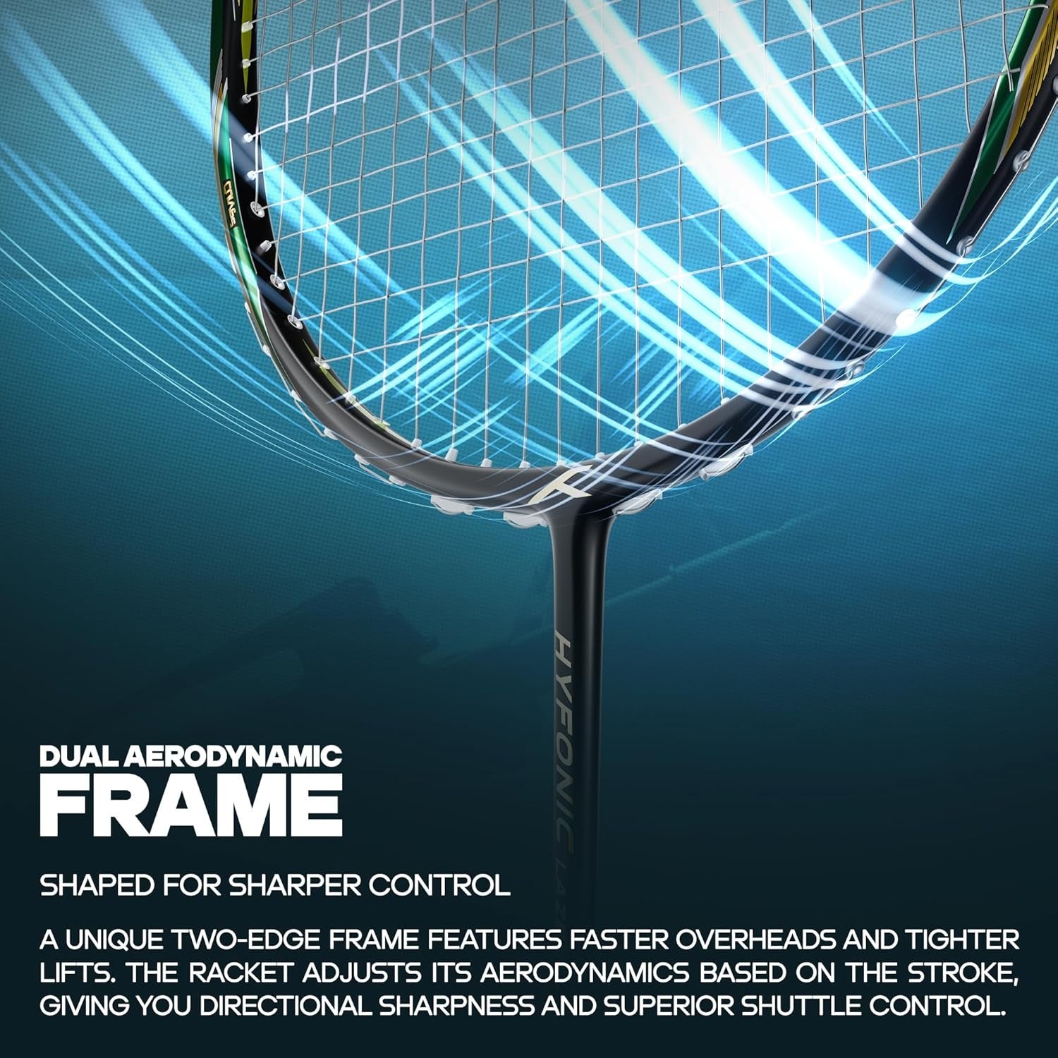 Hundred Hyfonic Lazer Strung Badminton Racquet | Carbon Fibre Frame with Dual Aerodynamic Technology | Precision Control Series - Best Price online Prokicksports.com