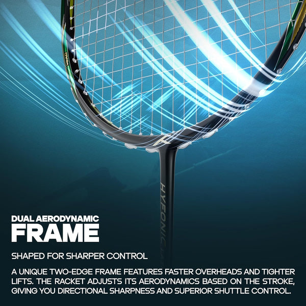 Hundred Hyfonic Lazer Strung Badminton Racquet  | Carbon Fibre Frame with Dual Aerodynamic Technology | Precision Control Series