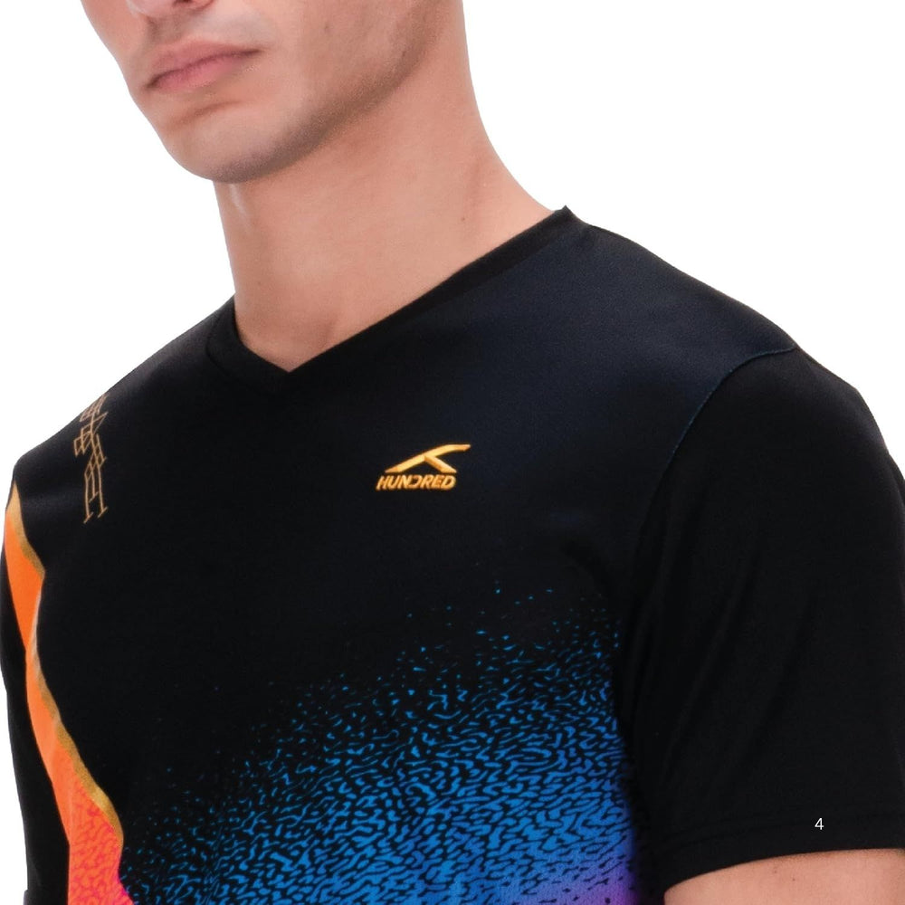 Hundred HBTS-5M265 V-Neck Badminton T-Shirt – Men Lightweight Quick Dry Sports Tee for Badminton, Training & Fitness - Best Price online Prokicksports.com