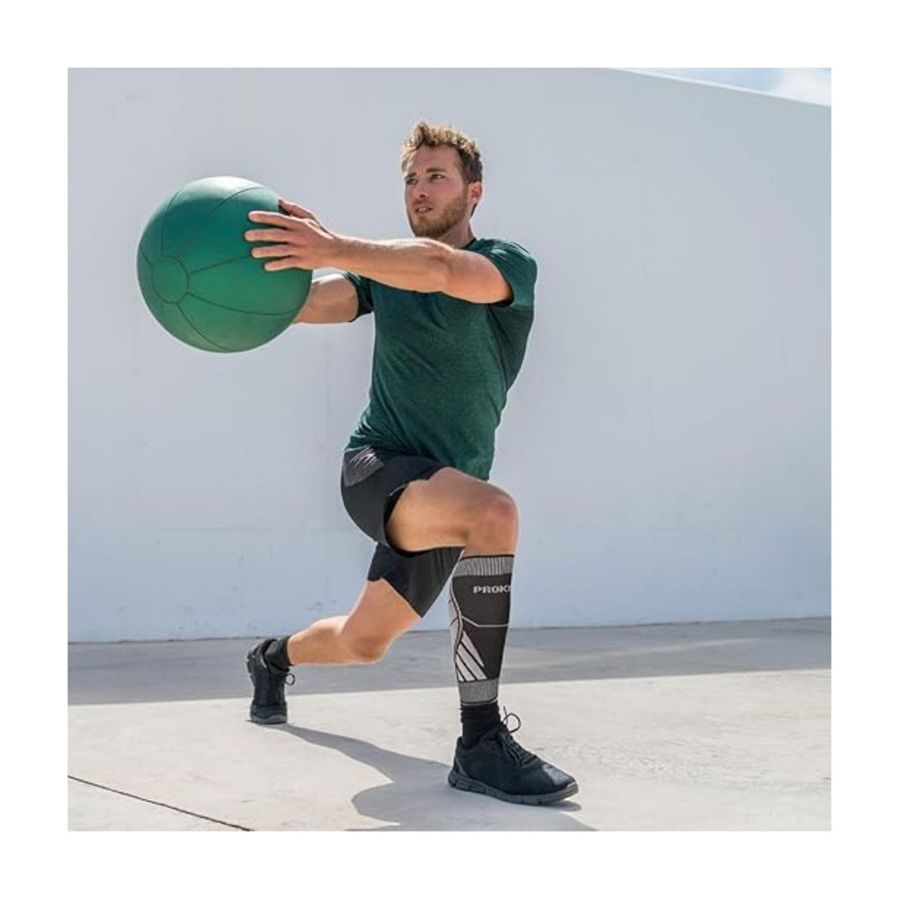 Prokick Calf Compression Sleeves for Men and Women, Black/Grey - Best Price online Prokicksports.com