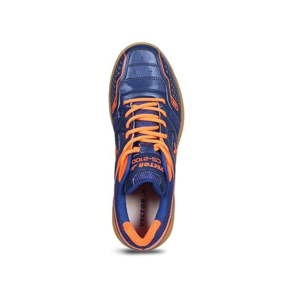 Vector X CS 2100 Badminton Shoes Blue/Orange | Lightweight Indoor Court Shoes with Superior Grip & Comfort | Training & Match Use - Best Price online Prokicksports.com