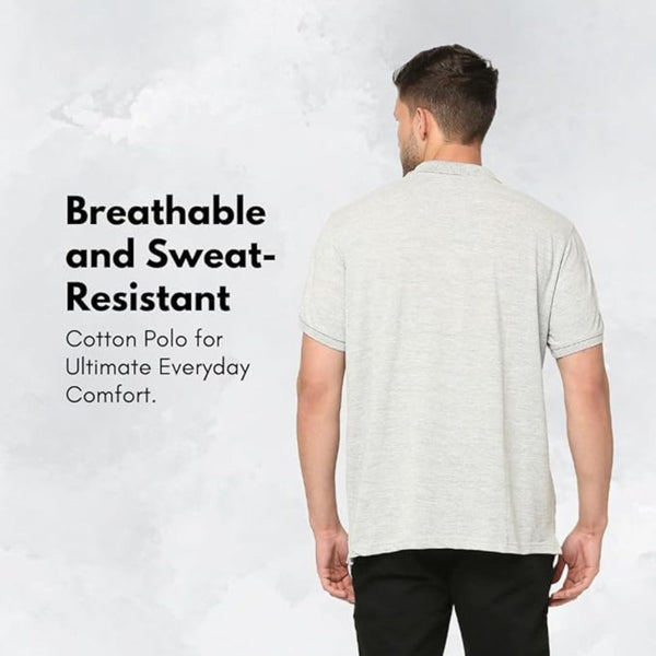 PLAYR Core Polo XL – Grey Melange | Premium Athletic-Casual Polo T-Shirt