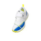 Payntr X Bowling Spike Cricket Shoes – White & Blue | Premium PU Upper, Velcro Strap, 7/4 Spike Formation, EVA Midsole, Reinforced Toe