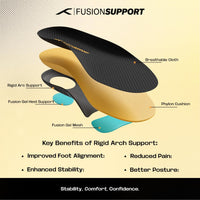 HUNDRED Fusion Support Insoles, Black/Orange/Sea Blue | Orthotic Arch Support Insole with Fusion Gel Cushion & Stability - Best Price online Prokicksports.com