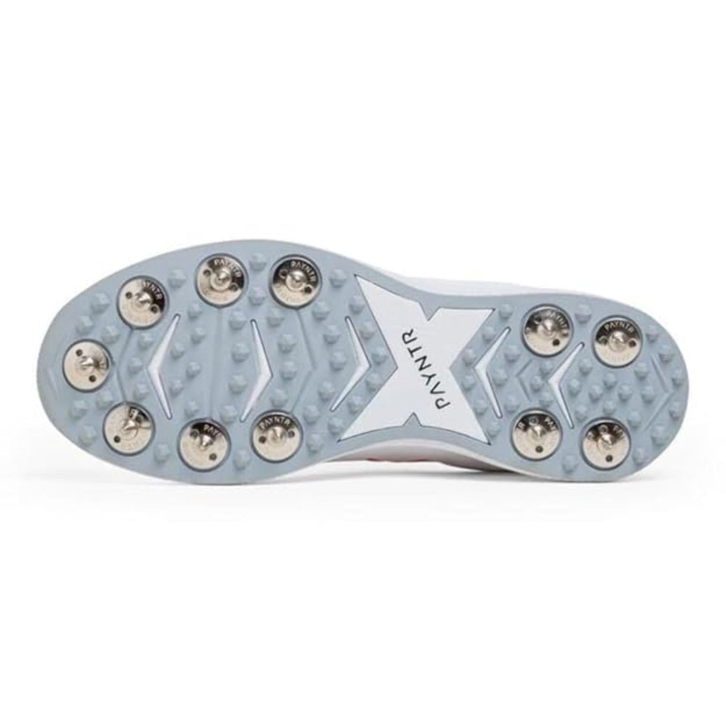 Payntr X Batting Metal Spike Cricket Shoes – White | PU Upper, 7/4 Metal Spike Plate, EVA Midsole, Reinforced Toe, Honeycomb Insole | Lightweight Comfort for Batters & All-Rounders