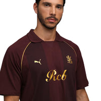 PUMA x RCB Striper Polo II Polo T-Shirt for Men | Classic Collar with Button Placket, Knitted Fabric & Official RCB Branding - Best Price online Prokicksports.com