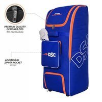 DSC Quadra Duffle Cricket Kit Bag with Wheelie – Royal Blue/Orange, Large Capacity Wheelie Duffle Cricket Gear Bag with Durable Fabric - Best Price online Prokicksports.com