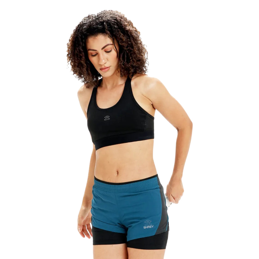 Shrey 2119 Pro Double Layer Short Women’s | Ultra-Light 2-in-1 Shorts with Built-In Compression, Breathable Mesh & High-Performance Fit - Best Price online Prokicksports.com
