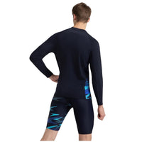 Speedo AM Performance Printed Swimactive Long Sleeve Suntop – Men UV Protection Swim Top, Quick Dry Stretch Rashguard, True Navy Blue/Cobalt Pop - Best Price online Prokicksports.com