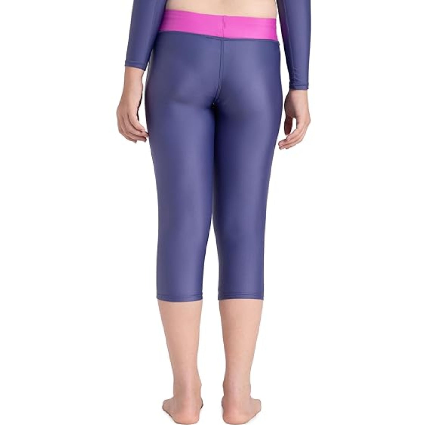 SPEEDO SWIM CONTRAST CAPRI, HAPUNA BLUE/NEON VIOLET | Chlorine-Resistant Fabric with UPF Protection & Performance Fit - Best Price online Prokicksports.com