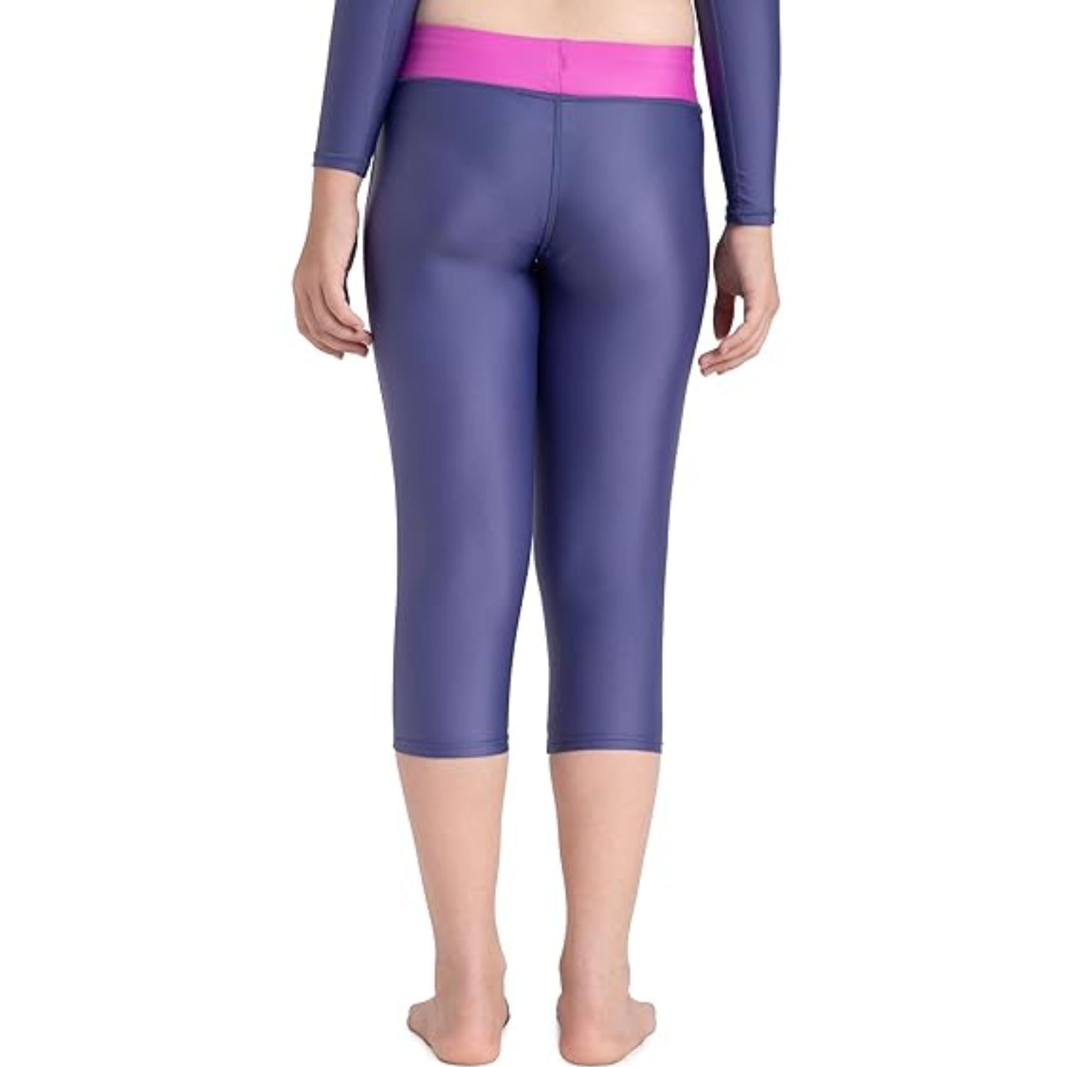 SPEEDO SWIM CONTRAST CAPRI, HAPUNA BLUE/NEON VIOLET | Chlorine-Resistant Fabric with UPF Protection & Performance Fit - Best Price online Prokicksports.com