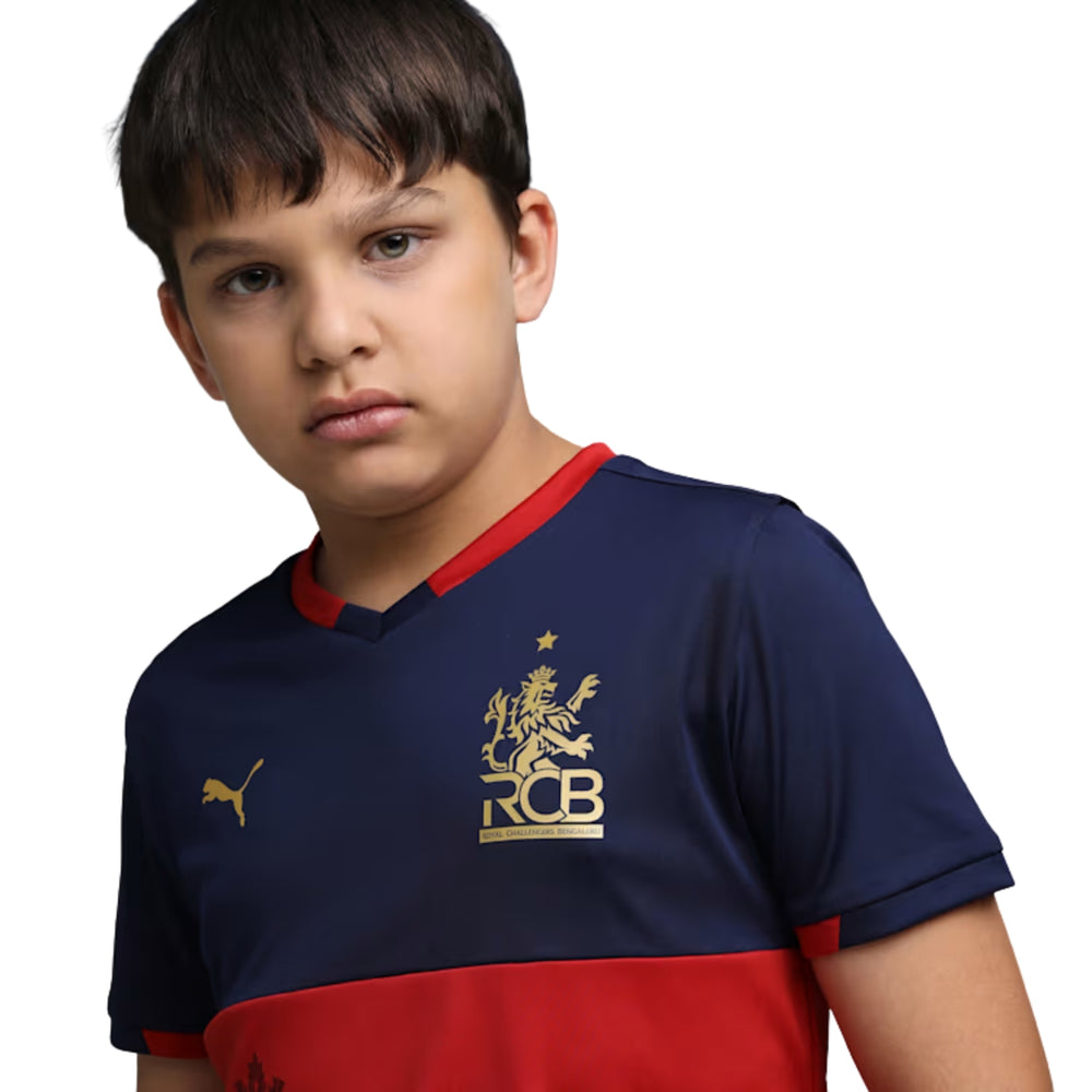PUMA RCB Takedown Tee 2026 V-Neck T-Shirt for Men | Lightweight Polyester Fabric with dryCELL Technology & Official RCB Branding for Fan Wear - Best Price online Prokicksports.com