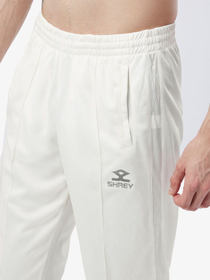 Shrey Cricket Match 2.0 Trousers | Breathable, Sweat-Wicking with Mesh Panels & Side Pockets | Off-White - Best Price online Prokicksports.com