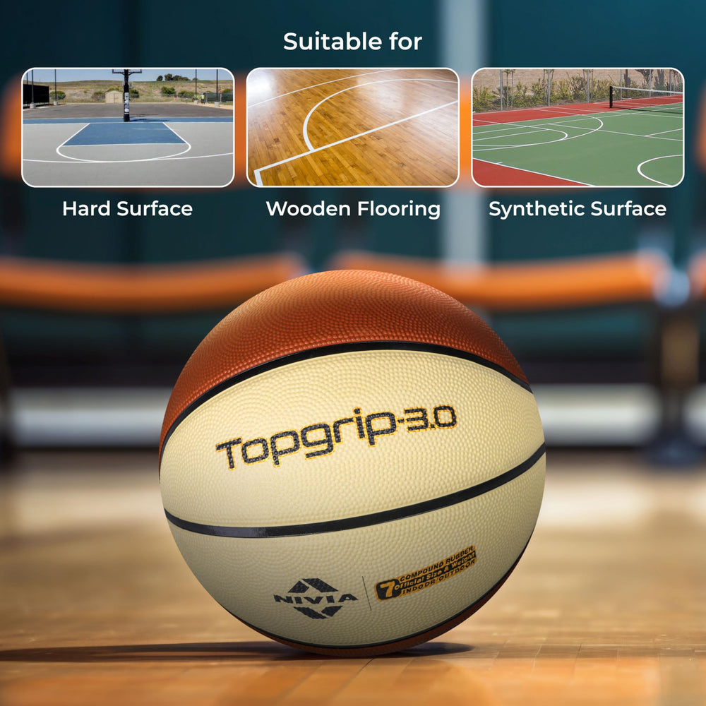 NIVIA Top Grip 3.0 Soft Rubberized Molded Basketball (Size 5, Multicolor)