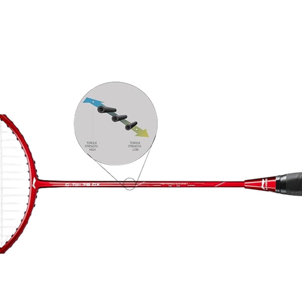 Li-Ning G-TEK 78 GX Strung Graphite Badminton Racquet with Full Cover, Lightweight High-Tension Racket for Power, Speed & Control – Red