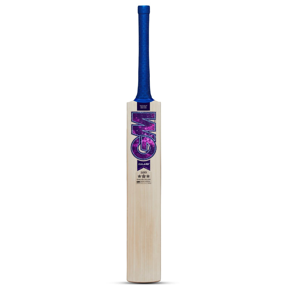 GM Galaxy 333 English Willow Cricket Bat | Cosmic Purple, Bowed Face Power, Traditional Blade, Leather Ball Cricket, Adult