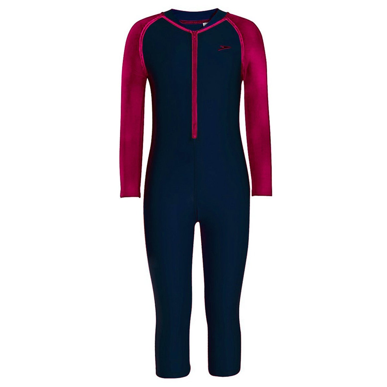 Speedo Children Unisex Swimwear Color Block All-in-1 Suit - Navy/Electric Pink - Best Price online Prokicksports.com