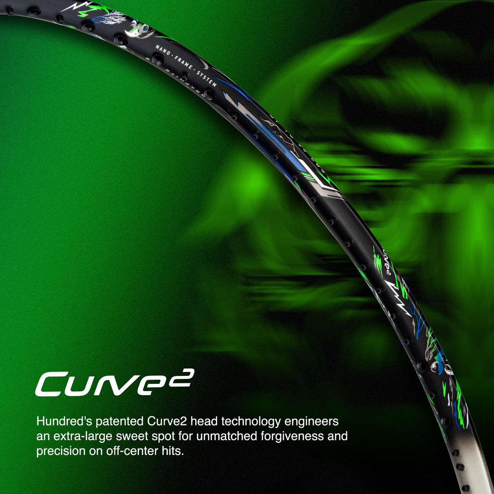 Hundred Predator Extra Strong Japan Made Graphite Unstrung Badminton Racket (38 lbs Max Tension) | Flexible Shaft Attacking Racquet with Full Cover - Best Price online Prokicksports.com