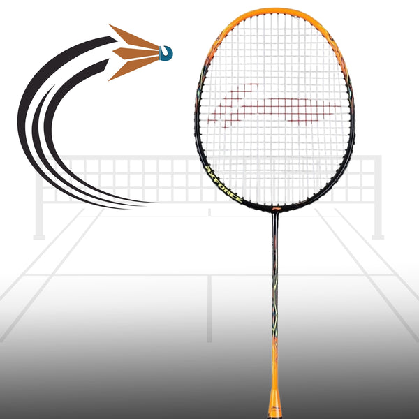 Li-Ning AX Force 9 G5 Strung Badminton Racquet Black/Orange – Lightweight, Powerful Smash, High-Tension Control, Professional Performance Racket for Advanced Players