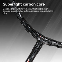 Hundred Nitrix 10 Badminton Racket (Strung) | Head-Heavy Carbon Fiber Attacking Racquet with Full Cover | Max Tension 30 lbs
