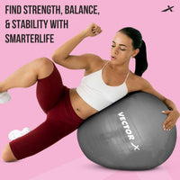 Vector X Unisex Anti Burst Gym Ball With Free Foot Pump | Swiss Exercise & Birthing Ball for Workout & Rehabilitation - Best Price online Prokicksports.com