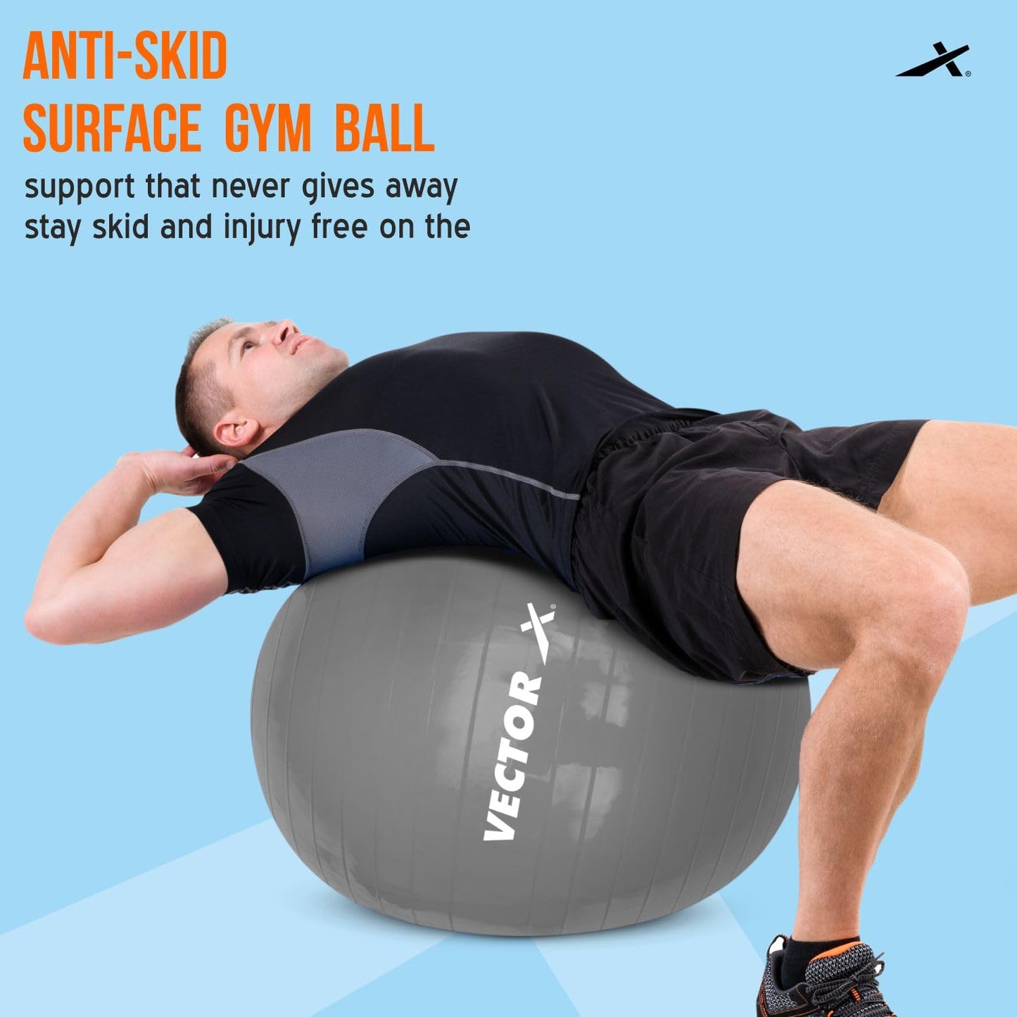 Vector X Unisex Anti Burst Gym Ball With Free Foot Pump | Swiss Exercise & Birthing Ball for Workout & Rehabilitation - Best Price online Prokicksports.com