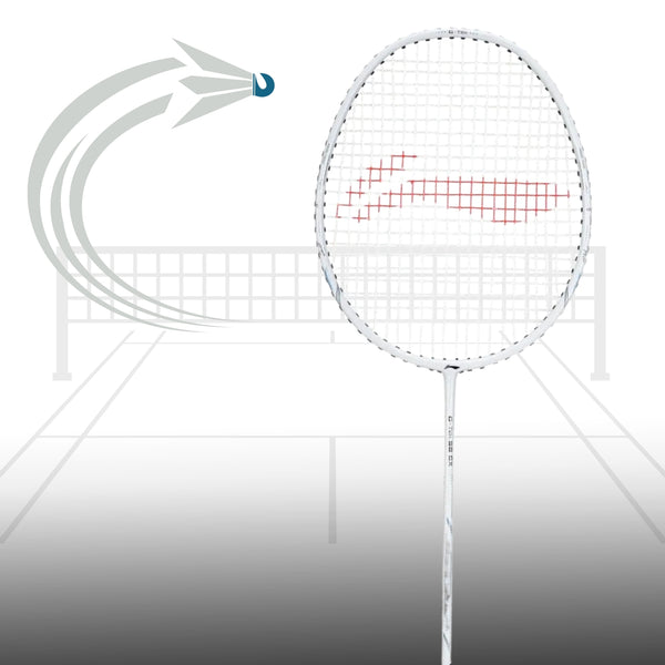 Li-Ning G-TEK 58 GX Strung Badminton Racquet White – Lightweight Graphite Frame, High Tension, Durable Racket with Cover for Intermediate & Advanced Players