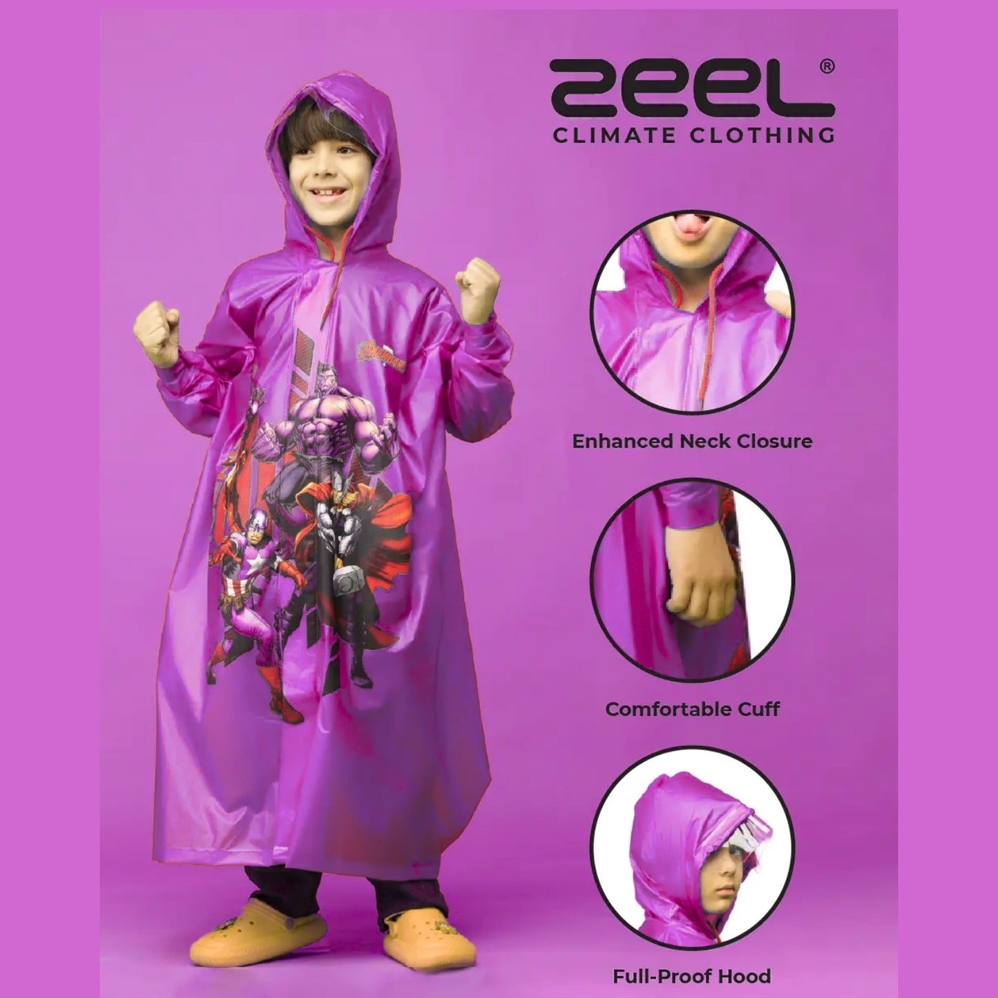 Zeel PG05 Kids Full Raincoat | Waterproof Full-Length Rainwear for Children
