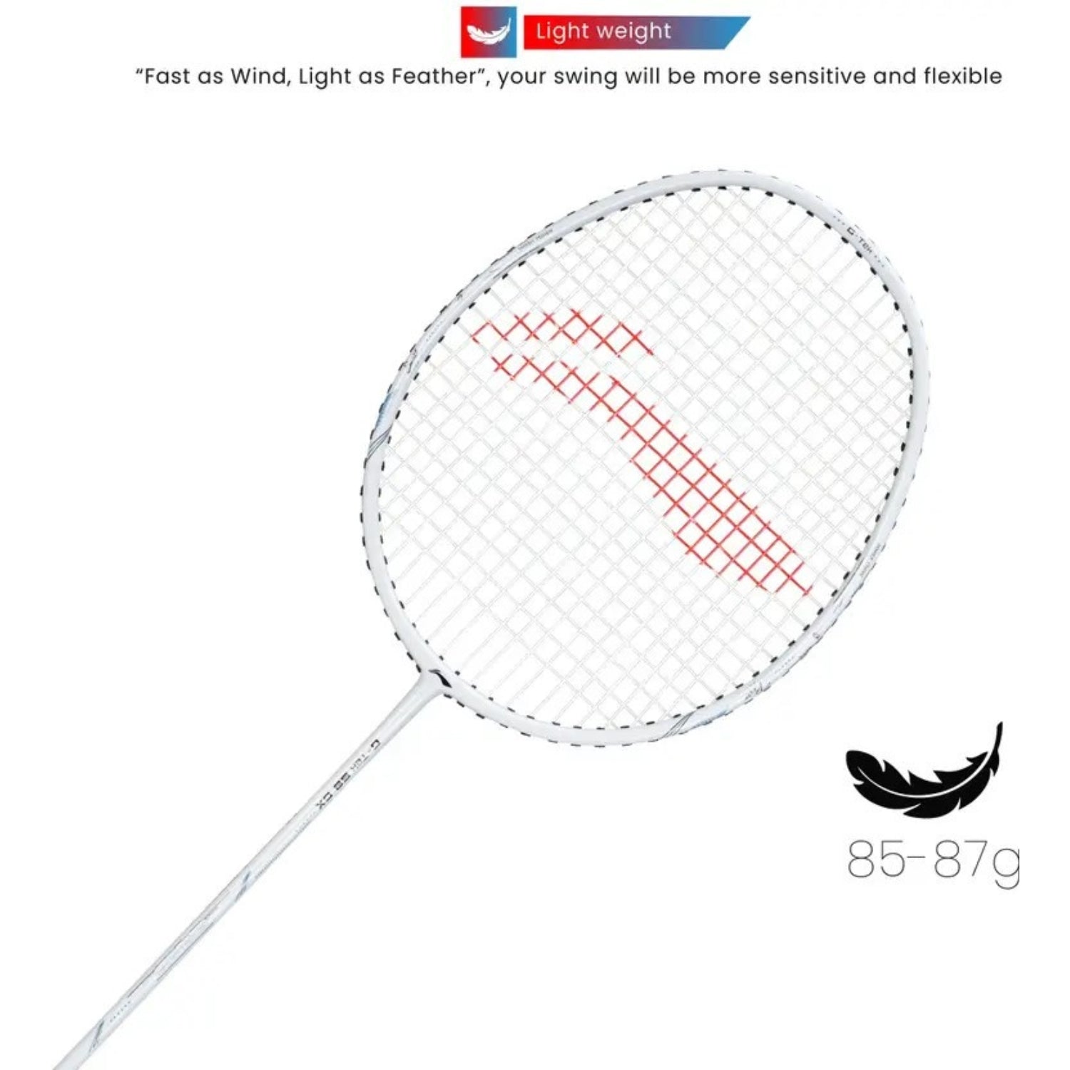 Li-Ning G-TEK 58 GX Strung Badminton Racquet White – Lightweight Graphite Frame, High Tension, Durable Racket with Cover for Intermediate & Advanced Players - Best Price online Prokicksports.com
