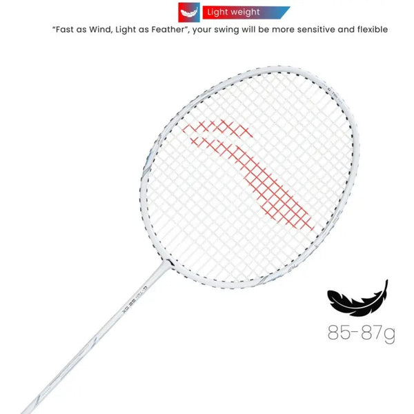 Li-Ning G-TEK 58 GX Strung Badminton Racquet White – Lightweight Graphite Frame, High Tension, Durable Racket with Cover for Intermediate & Advanced Players