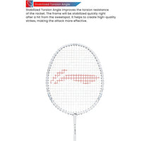 Li-Ning G-TEK 58 GX Strung Badminton Racquet White – Lightweight Graphite Frame, High Tension, Durable Racket with Cover for Intermediate & Advanced Players - Best Price online Prokicksports.com