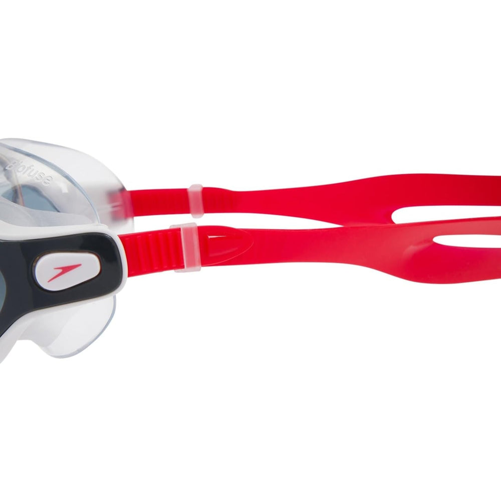 Speedo Biofuse Rift Swimming Goggles – Adult | Wide Vision Anti-Fog UV Protection Mask with Biofuse Comfort Technology, Soft Seals & Adjustable Strap (Lava Red/Oxid Grey/Smoke) - Best Price online Prokicksports.com